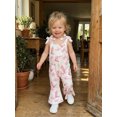 thumbnail image 6 of BemeyourBBs Toddler Baby Girls Summer Clothes Bee Western Boots Cherry Romper Overalls Jumpsuit Bell Bottoms Casual Tie Shoulder Flared Pants Overalls Cute Infant Spring Summer Clothes, 6 of 9