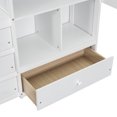 thumbnail image 4 of Noble House Modern Full Size Loft Bed with Desk, Storage Shelves and Built-in Ladder, Pine Wood Frame with Guardrails, White, 4 of 19
