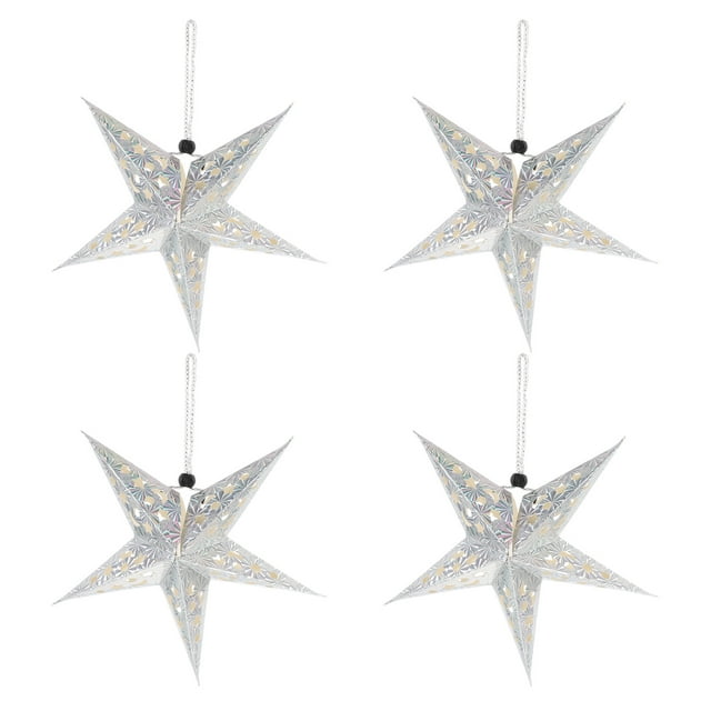 4pcs Christmas Pentagram Lampshade 3d Paper Five Point Star Ceiling Lampshade