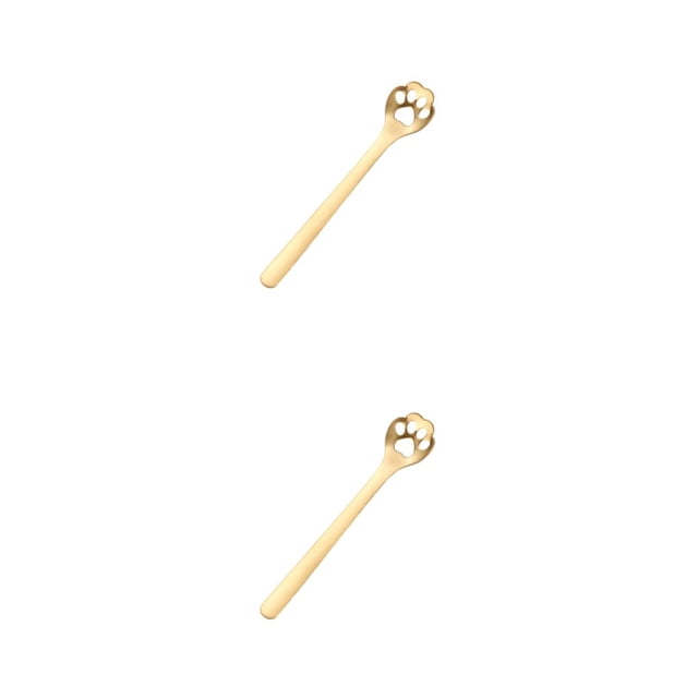 Decodeary Tea Spoon For Tea Essential Teaware For Tea Drinking - Exquisite And Practical Stainless Steel Spoon Stainless Steel Cat's Claw gold 1 2Set