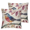 thumbnail image 2 of Acheng Birds Pillow Sham, Inspirational Spring Themed Watercolor Design of a Mockingbird on Scarlet Firethorn, Decorative Standard Size Printed Pillowcase, Purple Green,2 Pcs White, 2 of 6