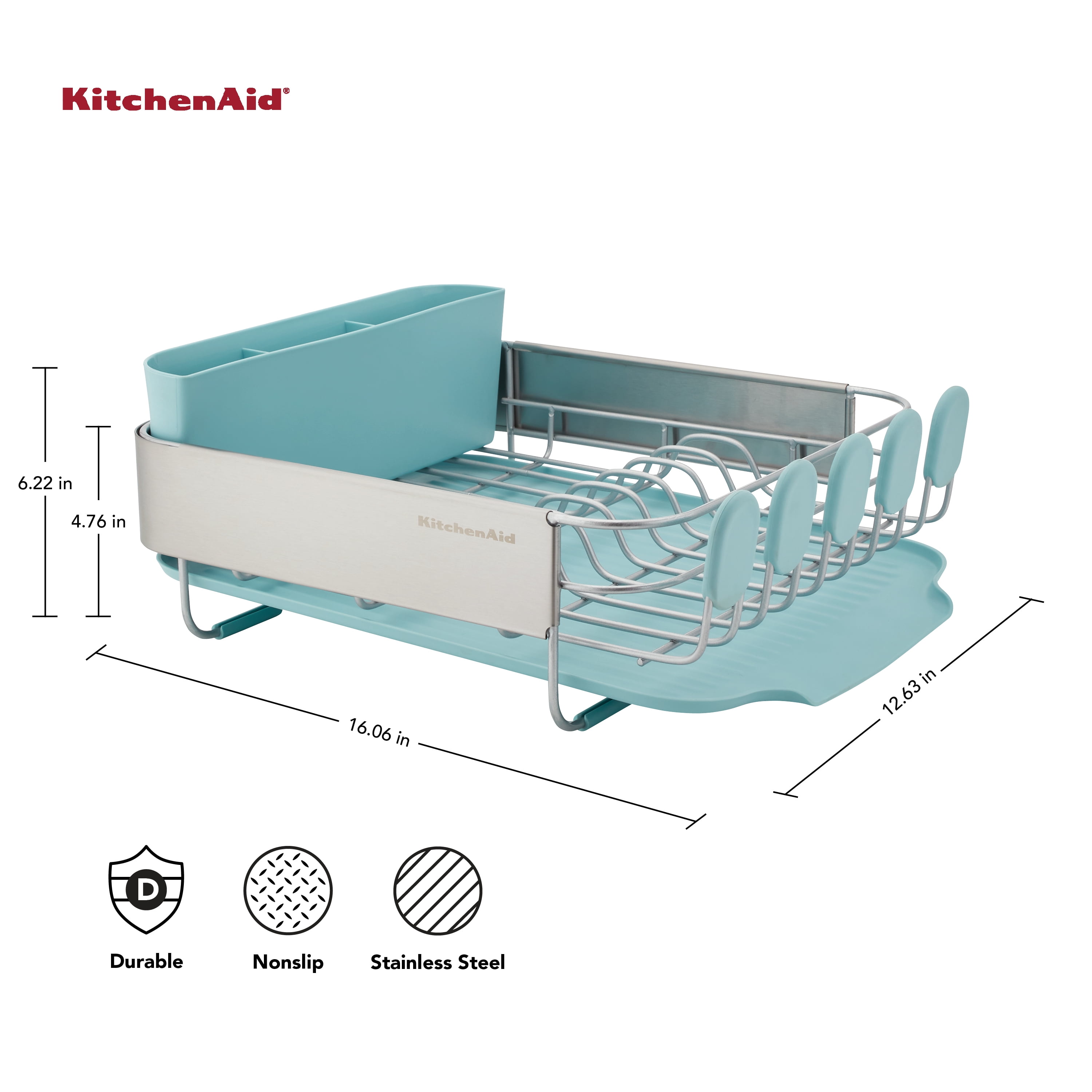 KitchenAid Stainless Steel Compact Dish Rack, Mineral Water