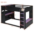 thumbnail image 2 of Harper & Bright Designs Full Size Gaming Loft Bed with Height-adjustable Desk & RGB Lights, Full Wood Loft Bed Frame with Storage Compartments & Hanging Rod, Purple+Black, 2 of 20