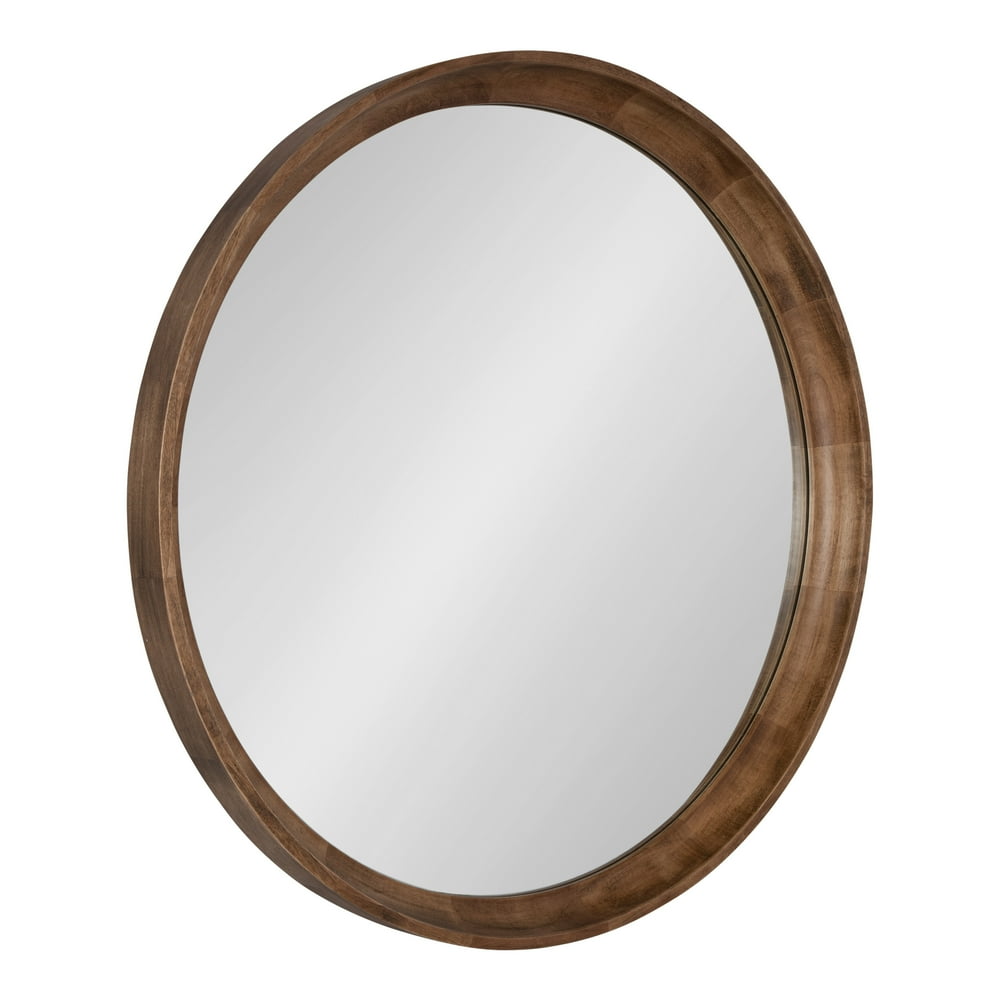 Kate and Laurel Colfax Round Wood Mirror, 30" Diameter, Natural Wood