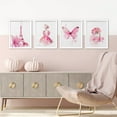 thumbnail image 3 of PixonSign Framed Wall Art France Eiffel Tower Butterfly Ballerina Perfume Posters, Set of 4 Preppy Room Wall Decor Pink Girls Fashion Minimalism Canvas Prints for Home Decor - 8"x10" White, 3 of 5
