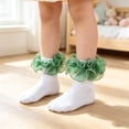 thumbnail image 2 of Girls Ruffle Ankle Socks Double Lace Frilly Socks Cute Princess Style Cotton Dress Socks for Girls Kids Toddler Back to School Wear, 2 of 4