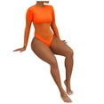 thumbnail image 3 of Babysbule Womens Swimsuits Women's Sexy Fashion Bikini Long Sleeve Yarn Stitching One-Piece Swimsuit, 3 of 9