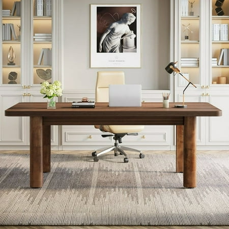 Tribesigns 63-Inch Executive Desk, Large Office Computer Desk with Solid Wood Legs, Simple Modern Study Writing Desk Workstation, Conference Table Business Furniture for Home Office