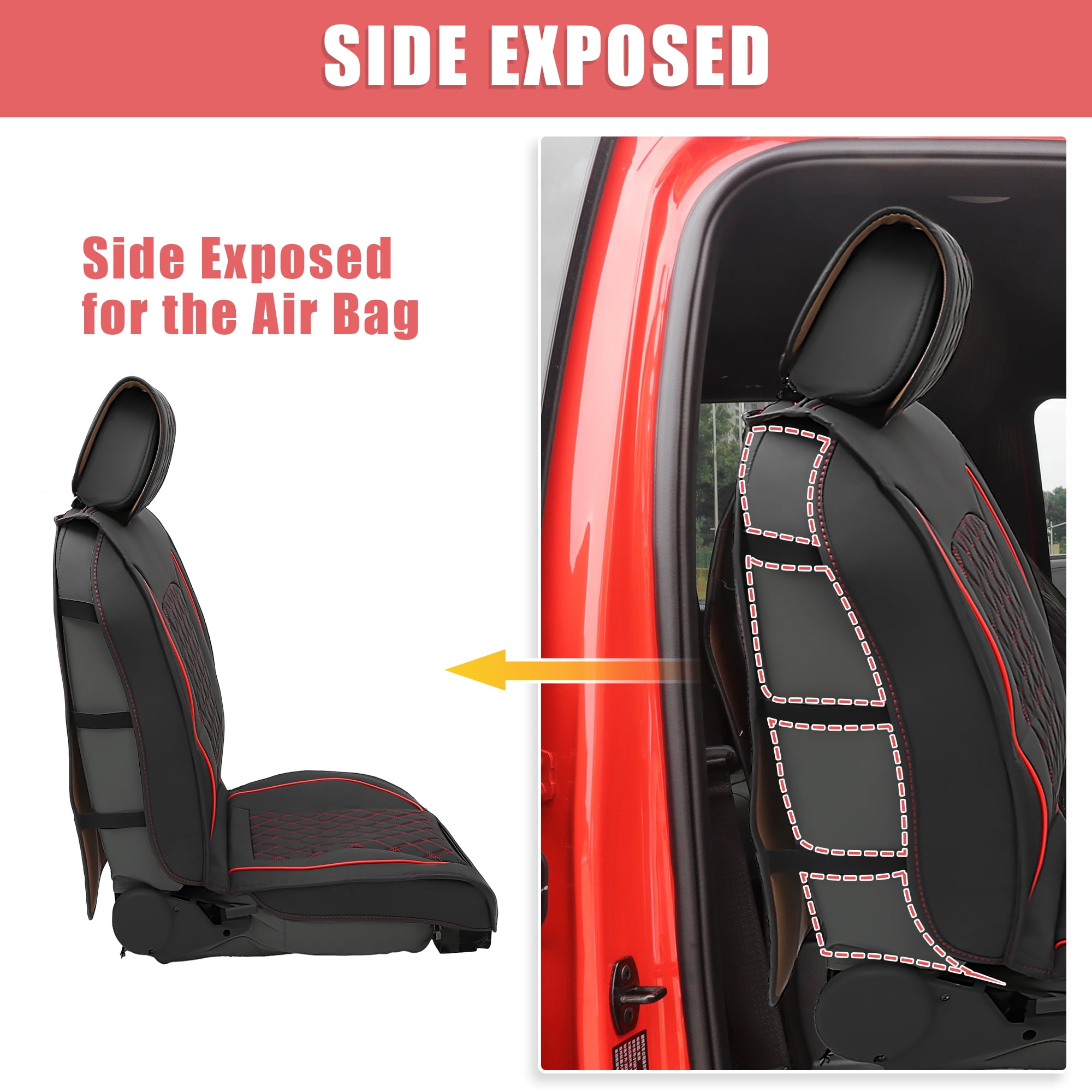 Unique Bargains Car Front Rear Seat Covers Seat Protectors Pad for Dodge for Ram 1500 2009 2023 Black Red 5 Pcs Walmart