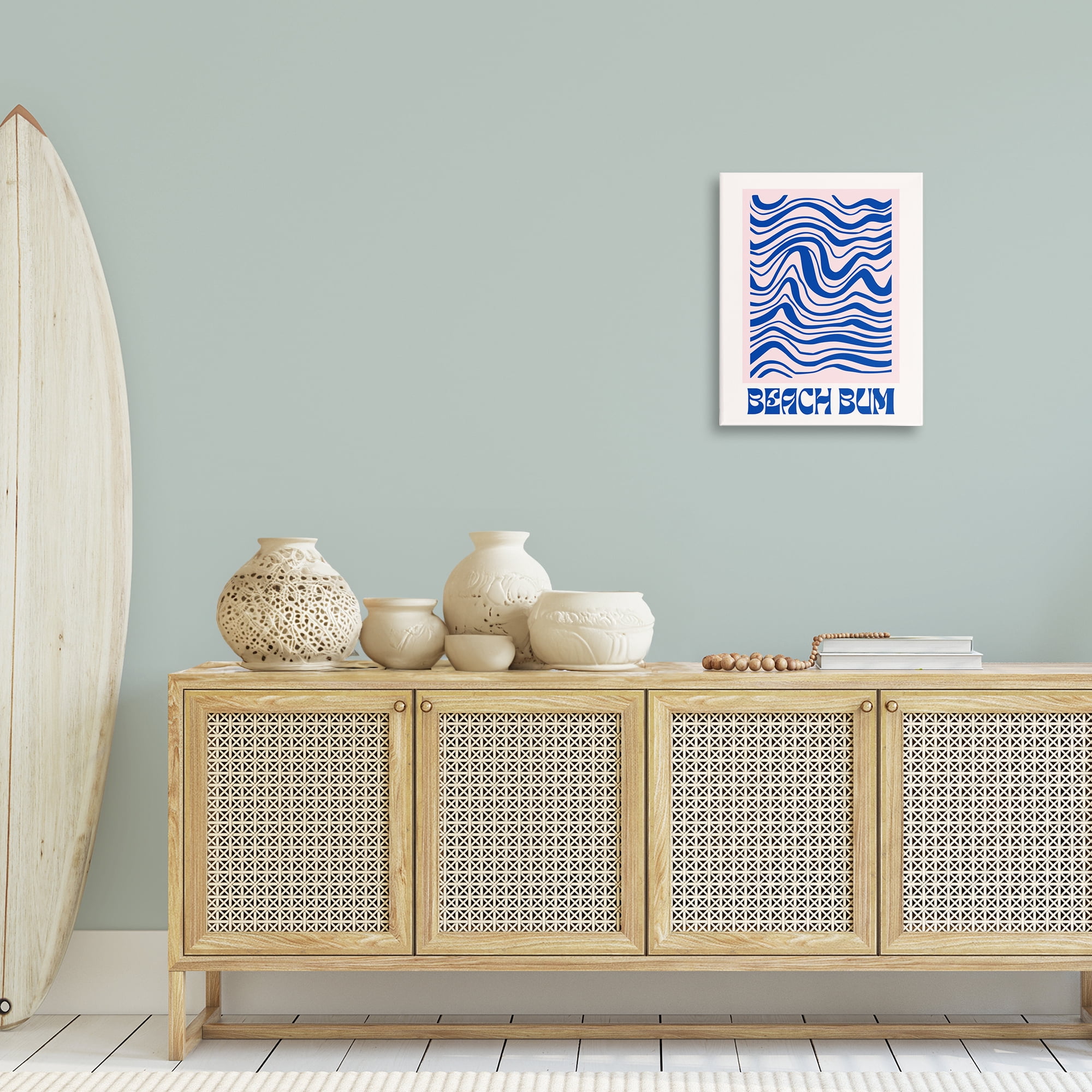 Stupell Industries Beach Bum Abstract Waves Text & Numbers Painting Wrapped Canvas Art Print Wall Art, 16 x 20