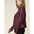 thumbnail image 4 of Made by Johnny Women's Dressy Vegan Leather Biker Jacket S WINE, 4 of 6