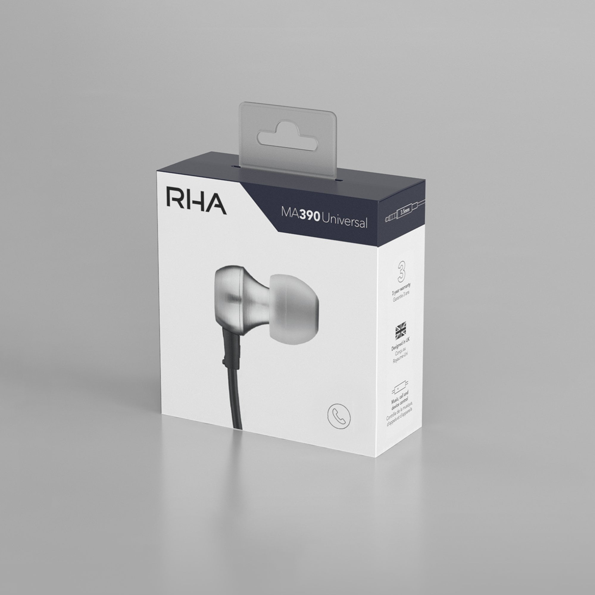 rha universal noise isolating ear headphones with universal remote and microphone