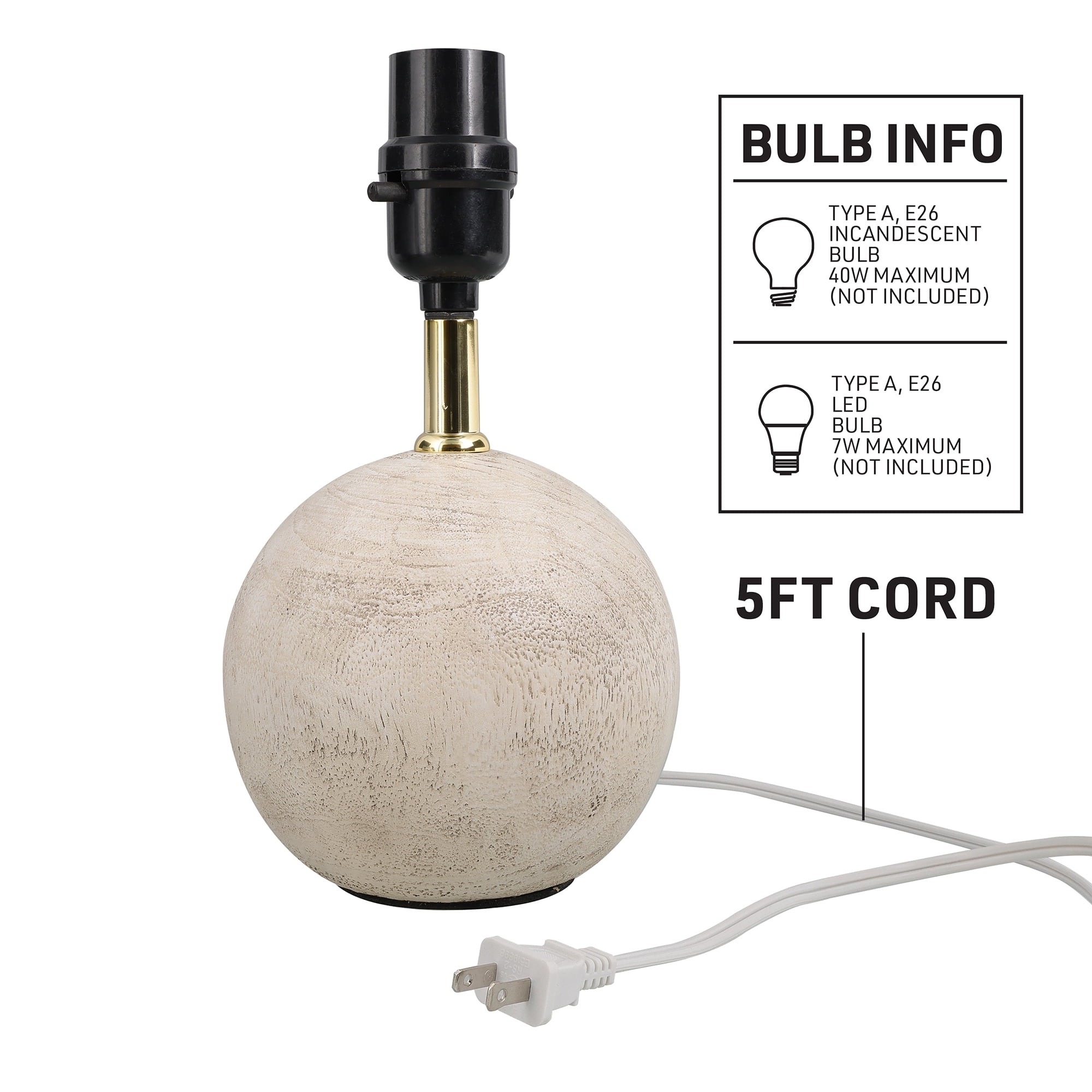 (4 pack) Mainstays Mini Ball Base Table Lamp, 12.75" H
