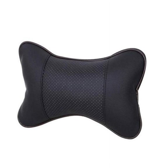 Neck Rest Car Seat Head Danny Leather HeadRest Soft Support Cushion Pad W/high Elasticity Strap High-Quality New 1Pc Black