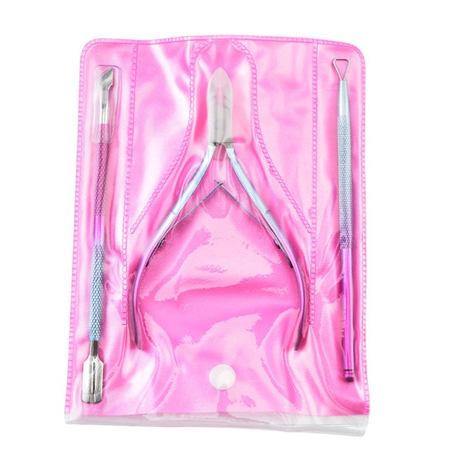 Recortador de cutículas con empujador de cutículas, removedor de cutículas y cortador, tijeras para uñas, pinzas para cutículas, herramientas duraderas para manicura y pedicura, rojo y azul