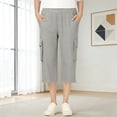 thumbnail image 2 of ZHOGXU Classic Summer Solid Color Straight Leg Kids Capri Cargo Pants For Girls With Pocket Outdoor Activities, 2 of 7