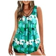 thumbnail image 2 of Brnmxoke Plus Size Swimsuit for Women Tankini Swimdress Floral Print Tummy Control Swimwear Modest Two Piece Bathing Suit with Shorts, 2 of 7