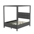 thumbnail image 6 of Full Size Upholstery Canopy Platform Bed with Four Support Legs, Gray, 6 of 9