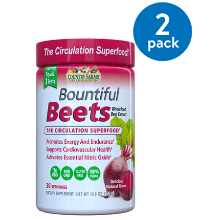 (2 Pack) Country Farms Bountiful Beets, Wholefood Beet Extract Superfood,10.6 oz., 30