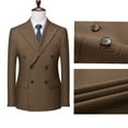 thumbnail image 4 of Men's 2 Piece Brown Double Breasted Suits Slim Fit Tuxedo Jacket and Dress Pants Set for Wedding Business Prom, 4 of 7