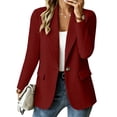 thumbnail image 5 of Women's Blazer Business Casual Lightweight Suit - Long Sleeve Slim Fit Work Office Jacket with Pockets Wine M, 5 of 5
