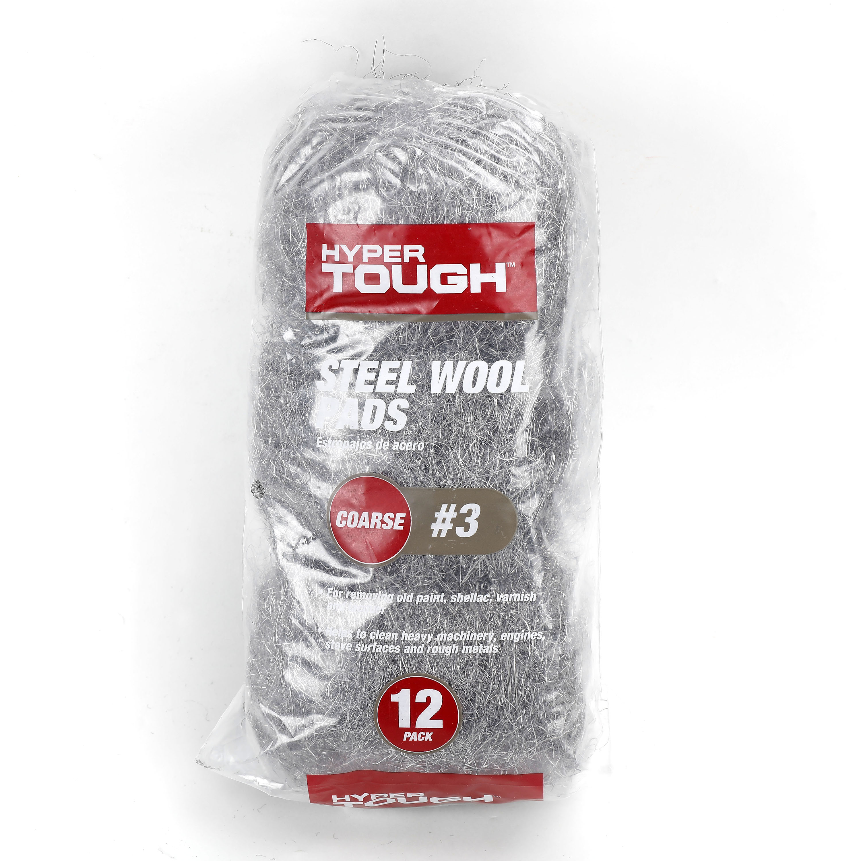 Hyper Tough 3 Coarse Steel Wool Pads, 12 Count