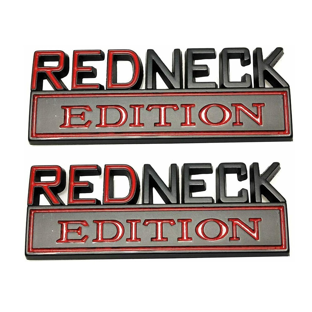 New 2x 3D Black Red REDNECK EDITION 