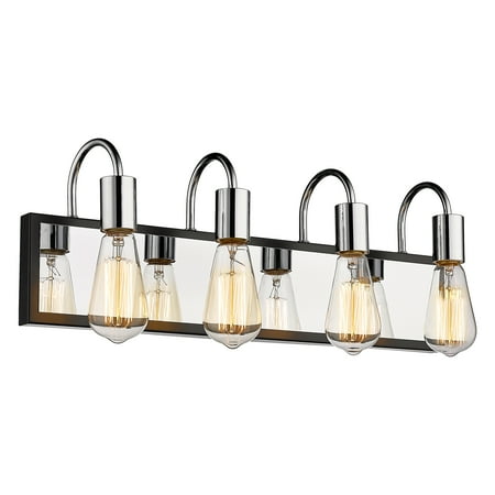 

4-Light Chrome Vanity Light Fixture Modern Bathroom Vanity Light Indoor Wall Lamp for Bedroom Living Room Brushed Chrome and Black Finish