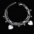 thumbnail image 4 of Fashion Women 2-layer Love Heart Cross Charm Hand Chain Bracelet Jewelry Gift, 4 of 6