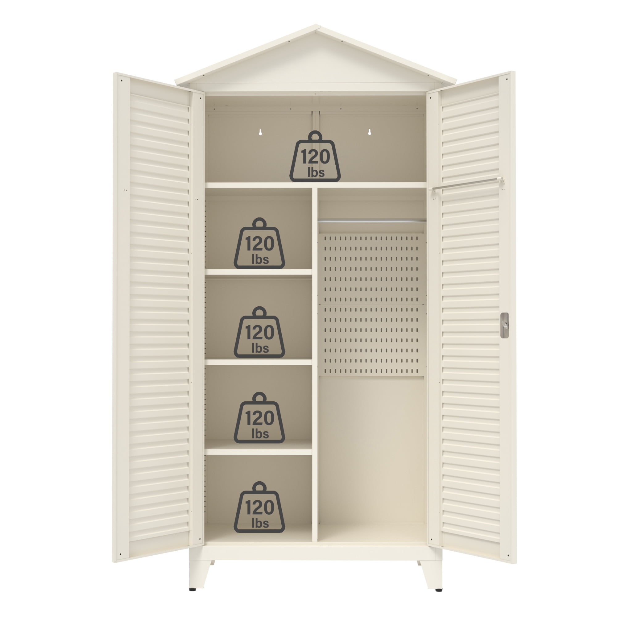 HOQBN 79''H Tall Metal Storage Cabinet with Adjustable Shelves for Office, Bathroom,Home, Garage,Warehouse,Beige