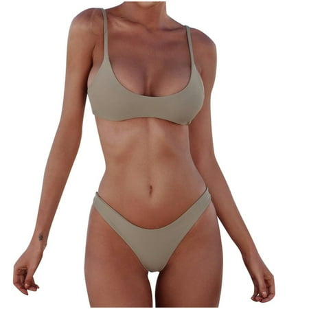 Swimsuits for Women Push Up Padded Bra Bandage Gathering Bikini Set Green Women s Swimwear L