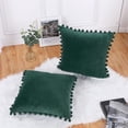 thumbnail image 2 of EastVita Throw Pillow Covers With Pom Poms Soft Solid Velvet Pillow Cases Square Decorative Cushion Covers For Couch Bedroom Car Sofa Outdoors, 2 of 6