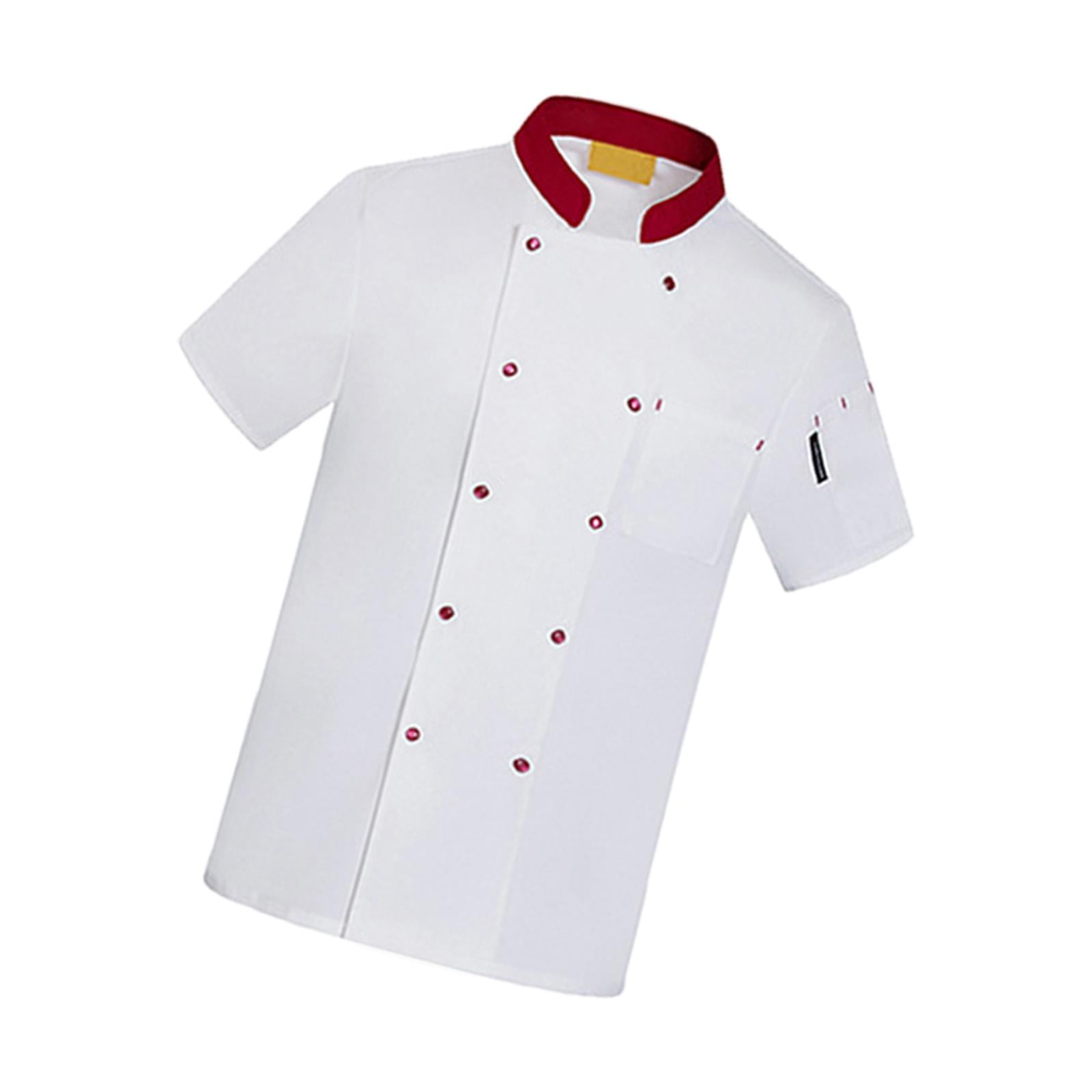 Unisex Chef Jacket Short Sleeve Cooking Men Women Catering Waiter