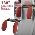 thumbnail image 2 of Unique Bargains Car Headrest Pillow Ergonomic Comfortable Neck Pillow Neck Support Pillow ABS,Memory Foam Leather Hidden Hook Adjustable width Black,Red 1 Set, 2 of 7