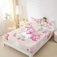 thumbnail image 5 of Feelyou Kawaii Pink Unicorn Twin Sheet Sets for Kids, Dreamy Rainbow Cloud Twin Fitted Sheet, Cute Animal Theme Flat Sheet, Breathable Home Decor, 3pcs, 5 of 8
