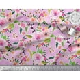 thumbnail image 2 of Soimoi Japan Crepe Satin Fabric Flower & Leaves Watercolor Fabric Prints by Yard 42 Inch Wide, 2 of 3