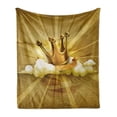 thumbnail image 1 of King Soft Flannel Fleece Throw Blanket, Medieval Fairytale Inspired Crown Clouds Abstract Bold Striped Vintage Image, Cozy Plush for Indoor and Outdoor Use, 50" x 60", Pale Coffee, by Ambesonne, 1 of 6