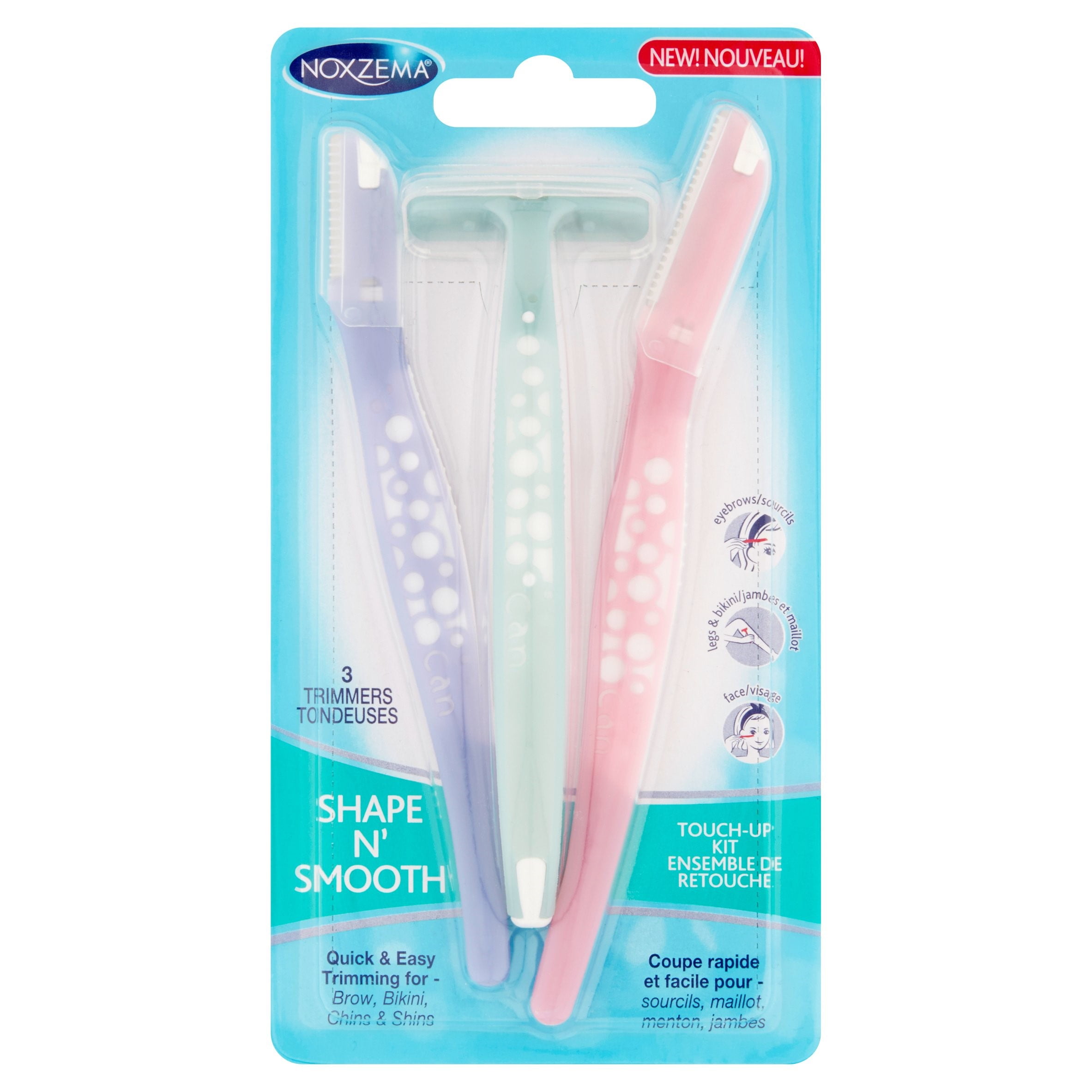 (2 Pack) NoxzemaÂ® Shape n' Smooth Touch-Up Razor Kit, 3 ...