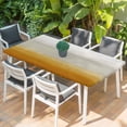 thumbnail image 2 of Burnt Orange Beige Ombre Table Cloths for 5 Foot Rectangle Tables, Modern Abstract Art Texture Patio Waterproof Elastic Fitted Tablecloths, Washable Rectangular Table Cover for Camping, 2 of 8