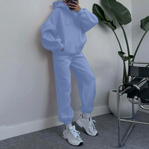 Women Sweatsuits Sets 2 Piece Hoodie Long Sleeve Pullover and Baggy Sweatpants Lounge Womens Fall Women Clothes