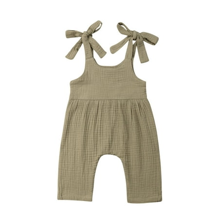 

Carolilly Newborn Baby Summer One-piece Trousers Sleeveless Lace-up Jumpsuit