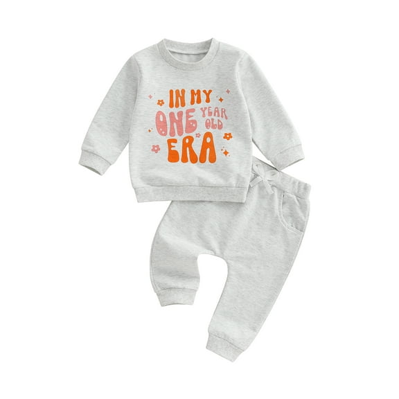 Jxzom Baby Girl First Birthday Outfit In My One Year Old Era Sweatshirt Tops Long Sleeve 1st Birthday Shirt Pants Fall Clothes Set