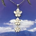 thumbnail image 2 of Gorgeous Mother Daughter Hawaiian Plumeria Matching Necklace, Sterling Silver Plumeria Flower CZ Set, N7032 Big Little Sister, Mom Daughter, 2 of 4