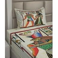 thumbnail image 2 of Ambesonne Egyptian Fitted & Top Sheet Set with Sham, Papyrus Building, Multicolor, 2 of 4