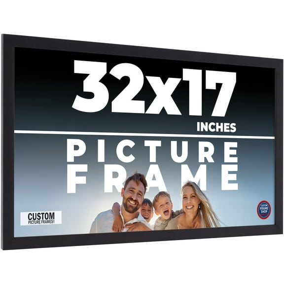 32x17 Frame Black Real Wood Picture Frame Width 0.75 inches | Interior Frame Depth 0.5 inches |