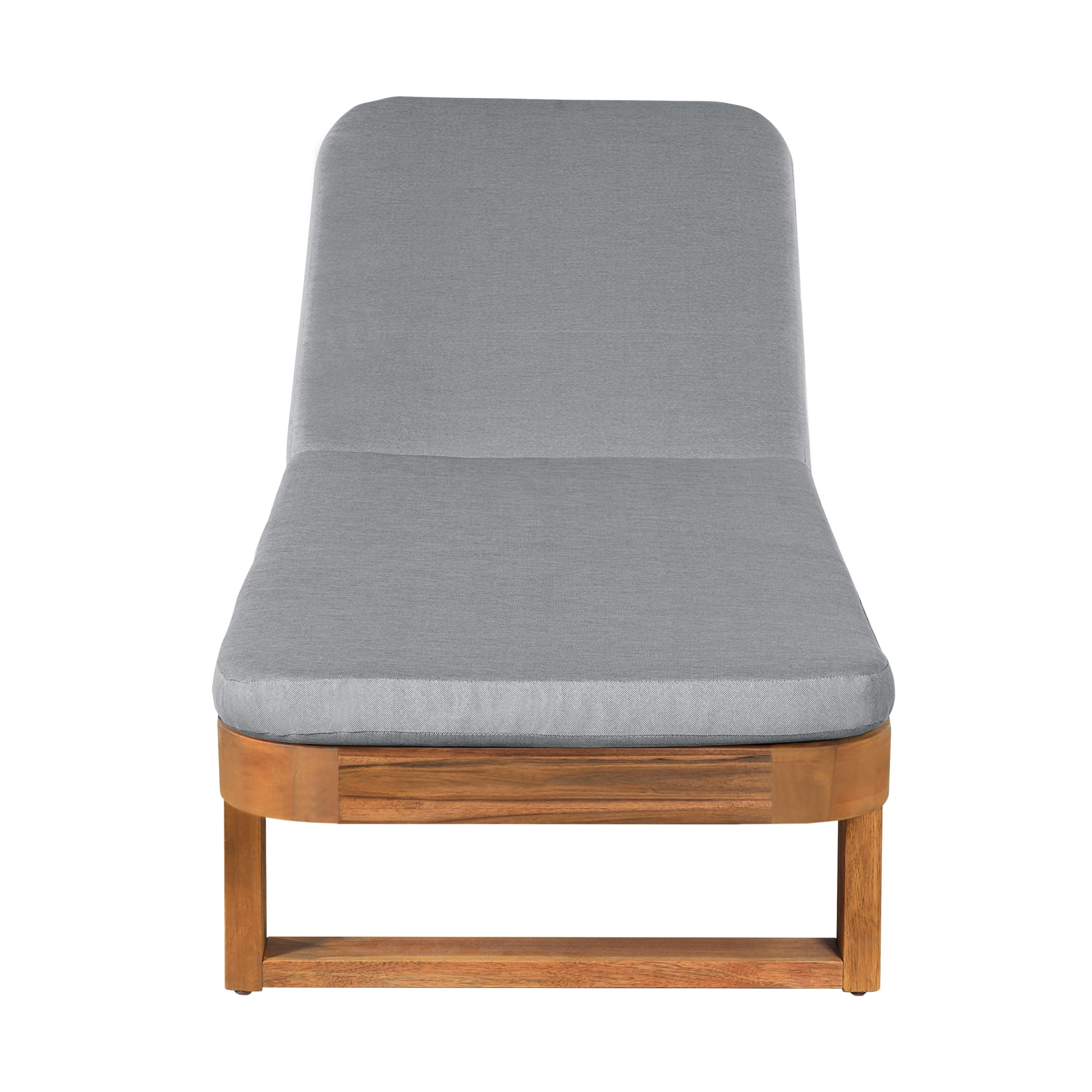 Christopher Knight Home 77" Coastal Outdoor Acacia Wood Adjustable Chaise Lounge, Light Gray Cushion, Set of 2