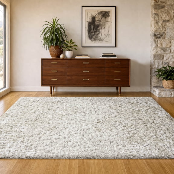 Addison Rugs Dream Shag Premium Machine Washable Transitional Floral Beige Rectangle Rug, 10' x 14'