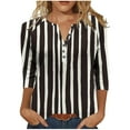 thumbnail image 1 of Tejiojio 3/4 Length Seelve Shirts for Women Casual Printed Crewneck Blouse Loose Fit Summer Top, 1 of 5