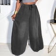 thumbnail image 7 of Karymi Shorts for Women Drawstring Waist Baggy Balloon Jeans, Wide Leg Jogger Denim Long Pants, Elastic Cuffed Hem Oversized Harem Trousers With Side Pockets Halara Pants Women, 7 of 7
