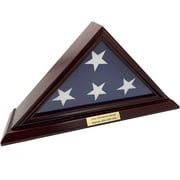 DECOMIL - 3'x5' Flag Display Case, Cherry Finish Shadow Box (Not for Burial Funeral Flag) with A Customized Name Plate